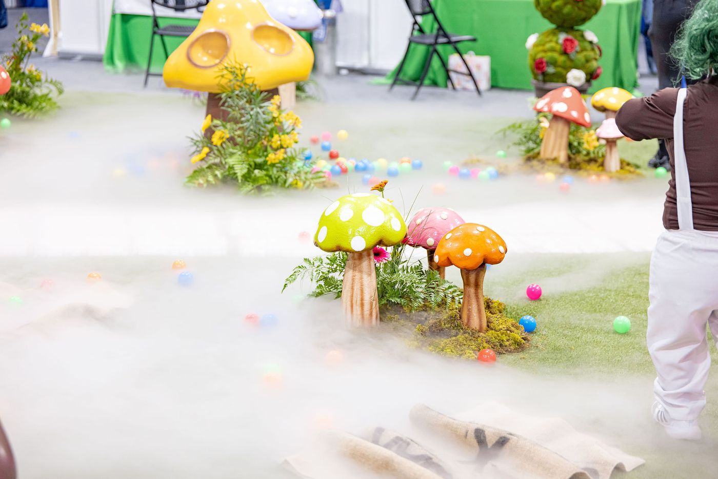 A fog filled confectionery set photographed during a community event activation