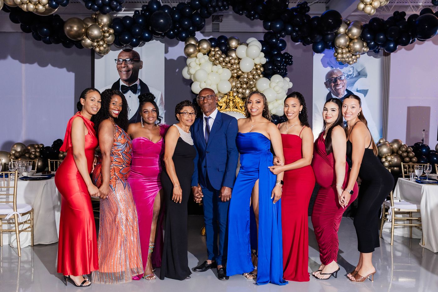 The women of the party photographed together at a milestone birthday