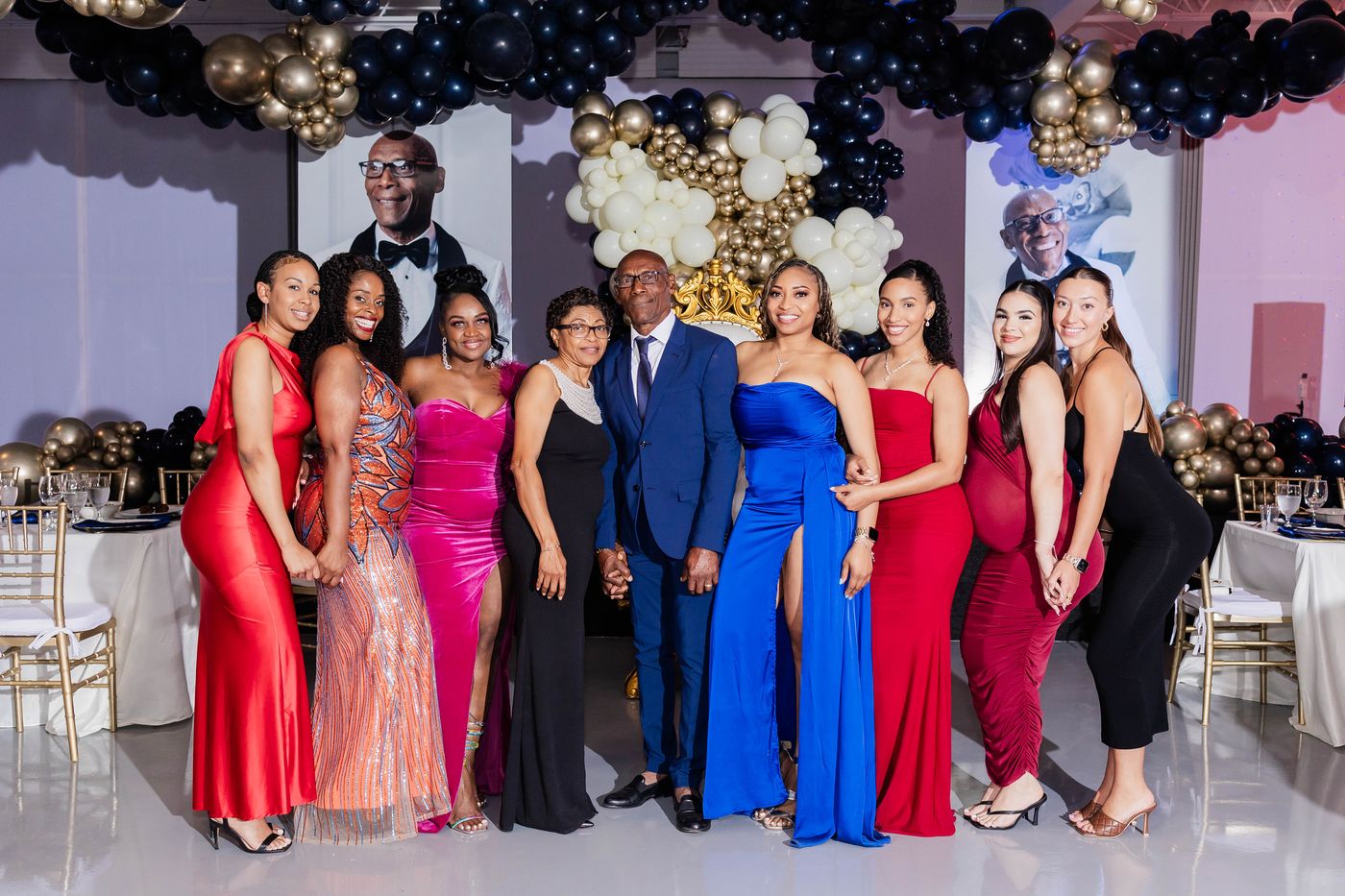 The full guest list photographed on the dance floor