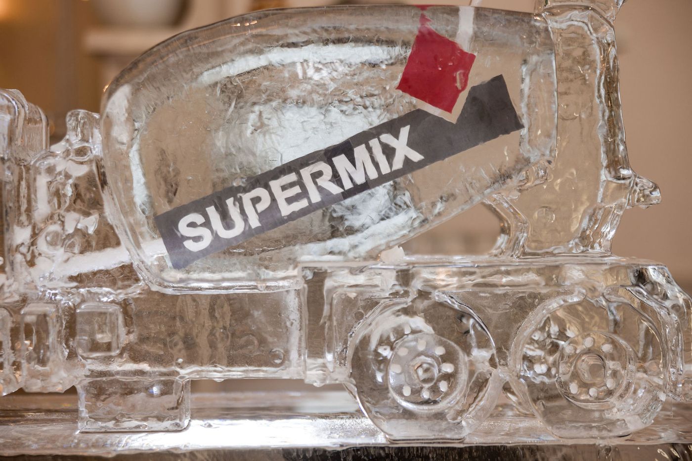 A detail of the carved ice sculpture at the reception of a South Florida awards gala